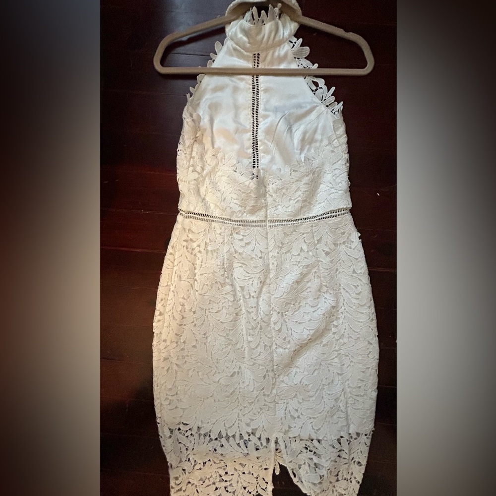 SHEIN dress form fitting with beautiful lace worn and high neck. Sexy cutouts